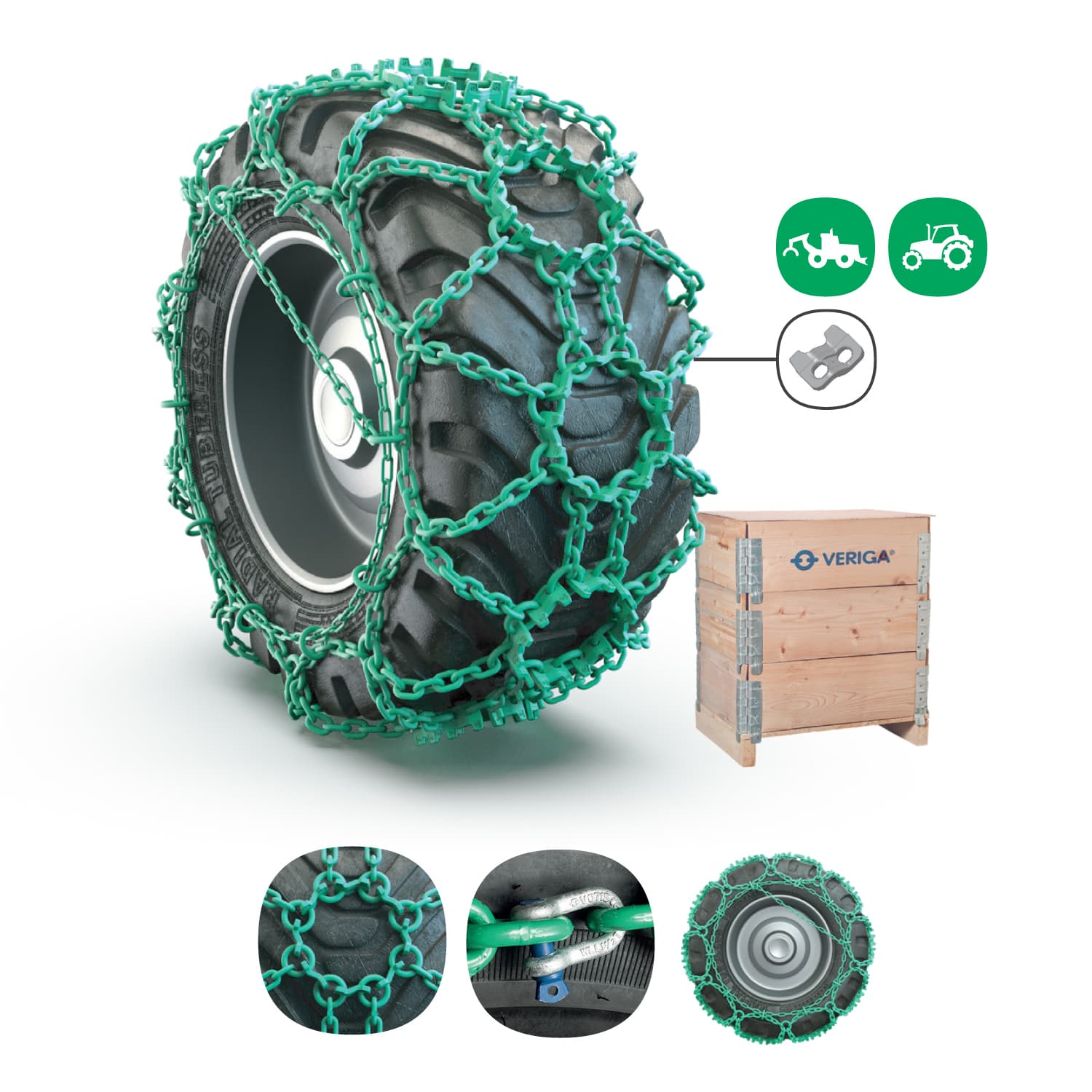 Skidder 24.5-32 16mm záberové reťaze