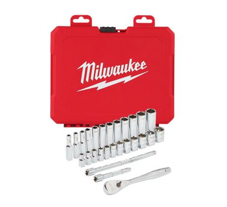 Milwaukee Sada račne 1/4˝ a metrických nástrčných kľúčov (28 ks)
