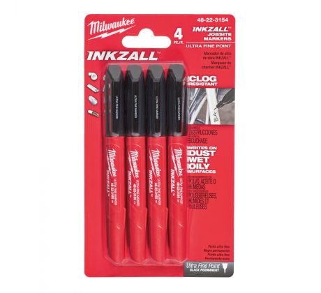 Milwaukee Značkovač-Popisovač INKZALL Extra jemný hrot 0,6mm-čierny 4ks