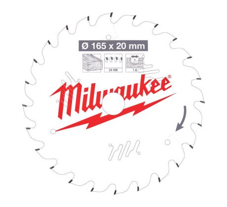 Milwaukee Pílový kotúč drevo 165x20x1.6x24ATB