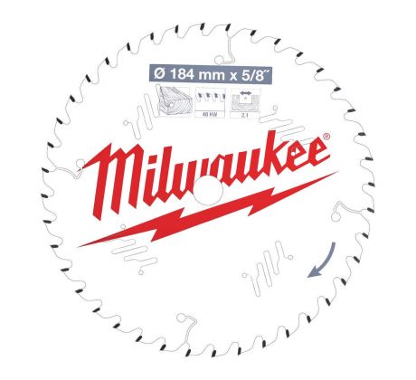 Milwaukee Pílový kotúč drevo 184X5/8X2.1X40ATB