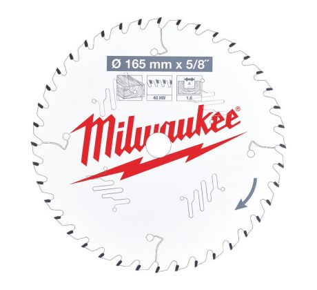 Milwaukee Pílový kotúč drevo 165X15.87X1.6X40ATB