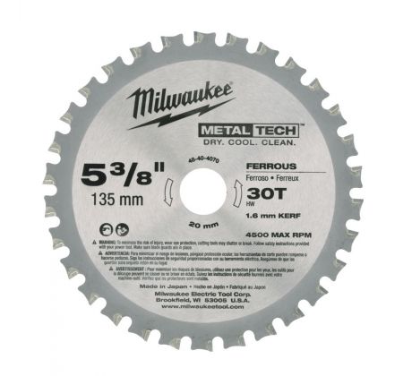 Milwaukee Pílový kotúč na kov 135/20/30z