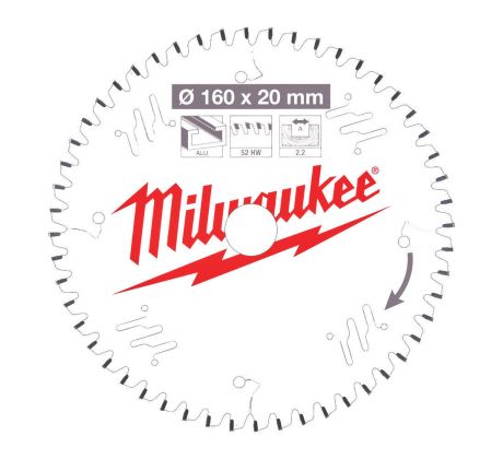 Milwaukee Pilový kotúč hliník 160x20x2,2x52TF