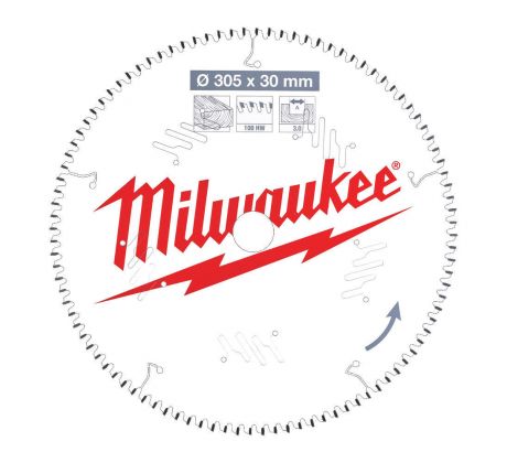 Milwaukee Pílový kotúč drevo 305X30X3.0X100ATB NEG.