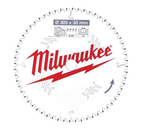 Milwaukee Pílový kotúč drevo 305X30X3.0X60ATB NEG.