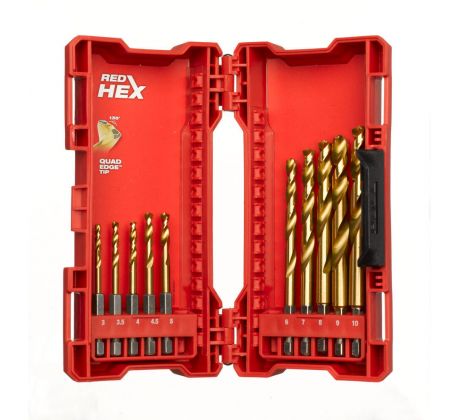 Milwaukee Sada vrtákov do kovu TiN RED HEX HSS-G  ShockWave 10 ks