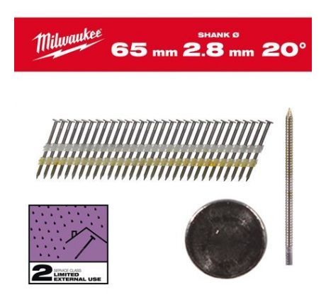 Milwaukee Klince 20 guľ. hlava 65 RSGSC2 - 2000ks