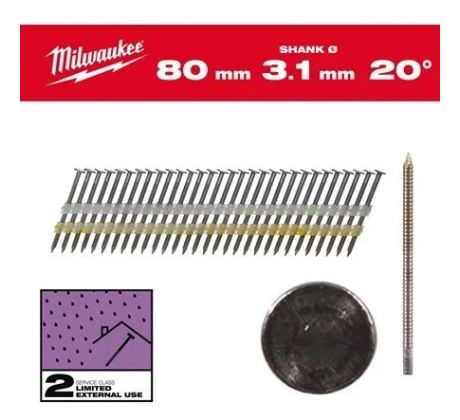 Milwaukee Klince 20 guľ. hlava 80 RSGSC2 - 1750ks