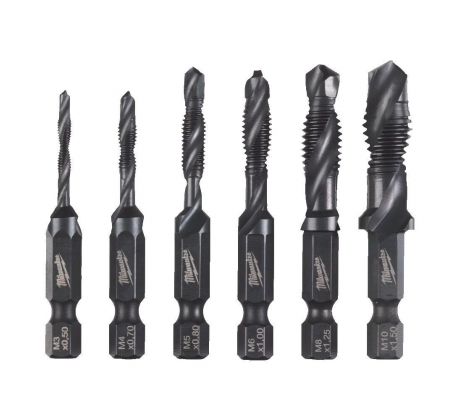 Milwaukee Sada 6ks 1/4" HSS G Vŕtacie závitníky so záhlbníkom